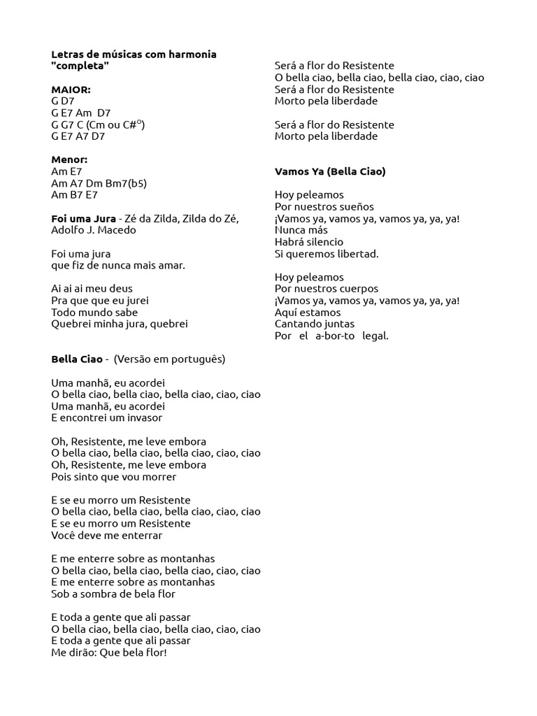 Letras Harmonia Completa | PDF