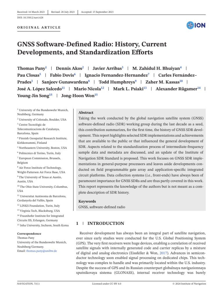 Kassas Gnss Software Defined Radio History Current Developments and ...