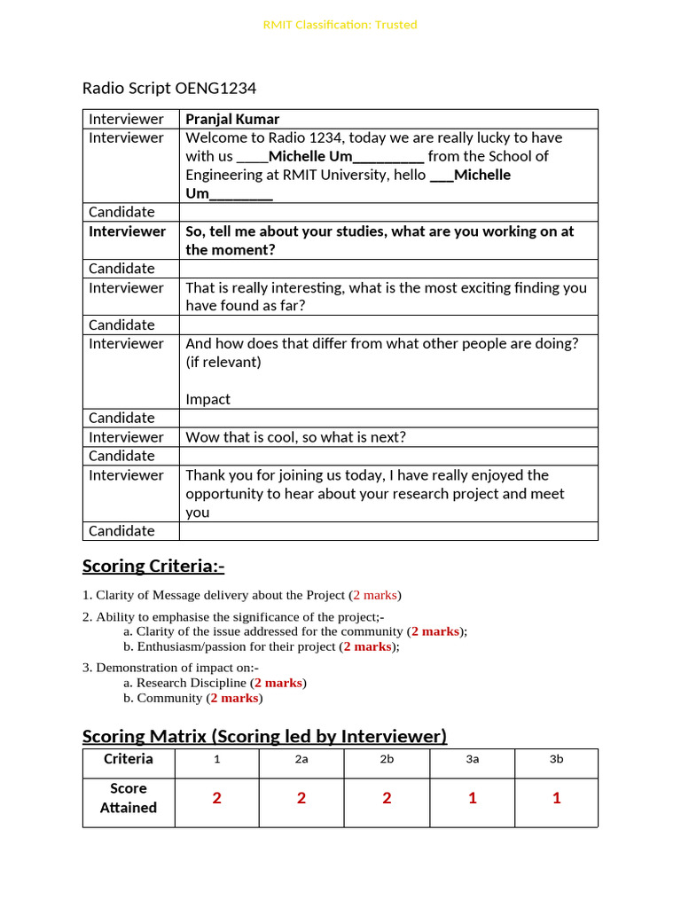 Radio Interview Script 202 Pdf Art