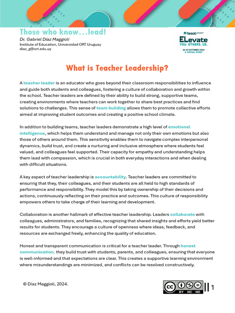 Understanding Teacher Leadership Roles | PDF | Leadership | Teachers