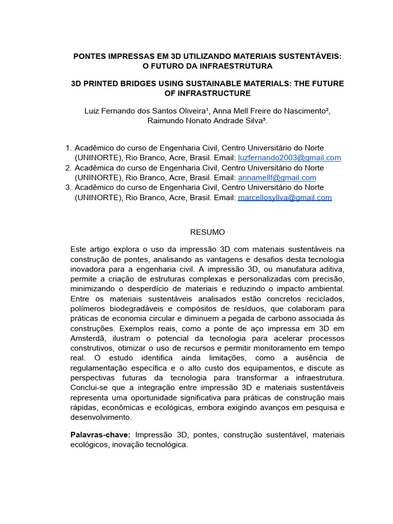 Pontes Impressas Em 3d Utilizando Materiais Sustentáveis_ o Futuro Da ...