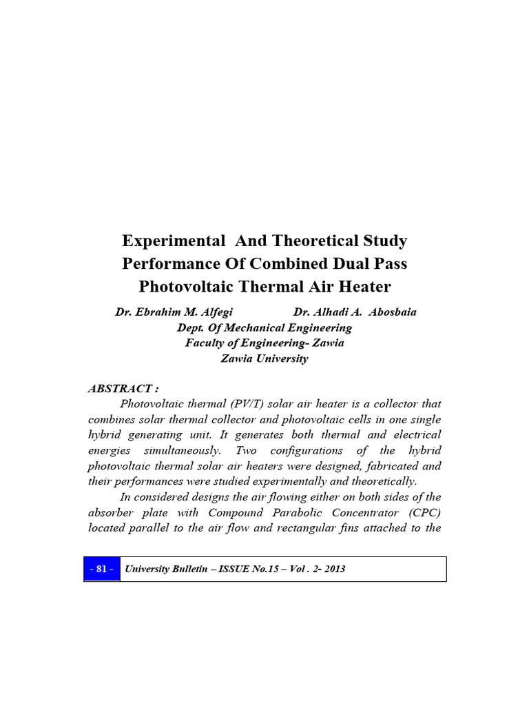 Article Experimental and Theoretical Study Performance of Combined Dual ...