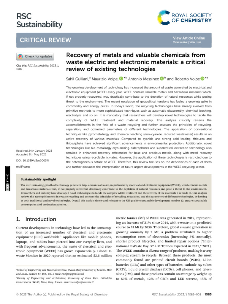 E-Waste Recycling Technology Review | PDF | Electronic Waste | Recycling