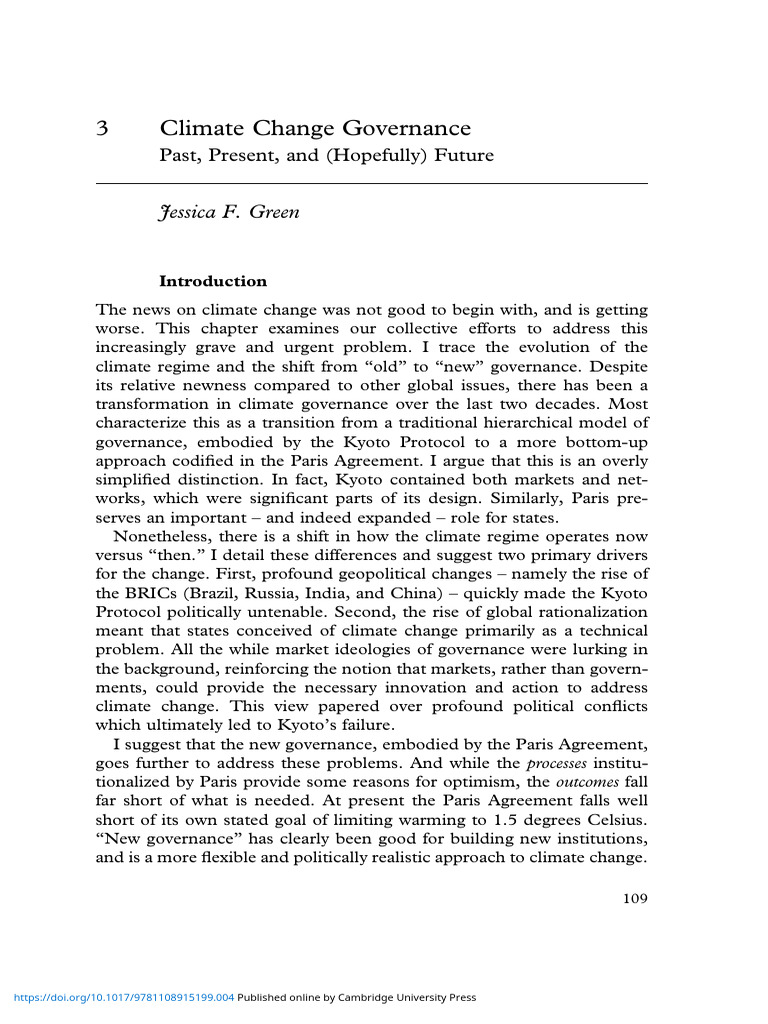 Climate Change Governance | PDF | Kyoto Protocol | Clean Development ...