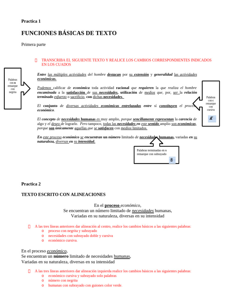Funciones Básicas de Texto en Word | PDF