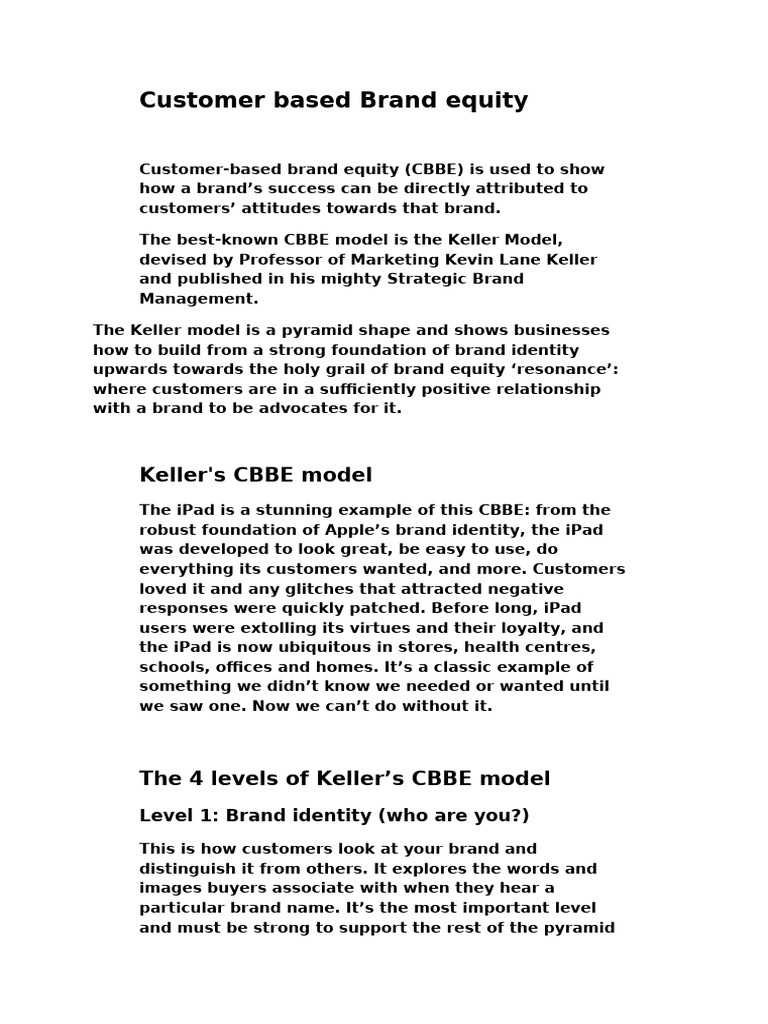 Customer Based Brand Equity Model | PDF | Brand | Reputation