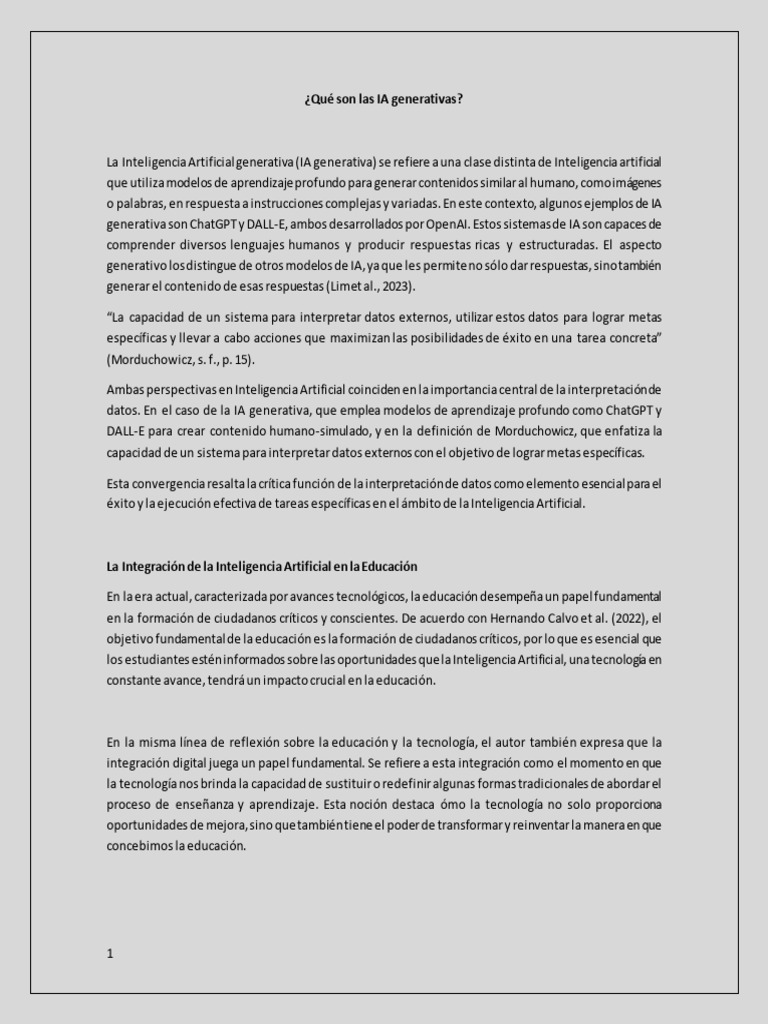 IA Generativa y su Impacto en Educación | PDF | Inteligencia artificial ...