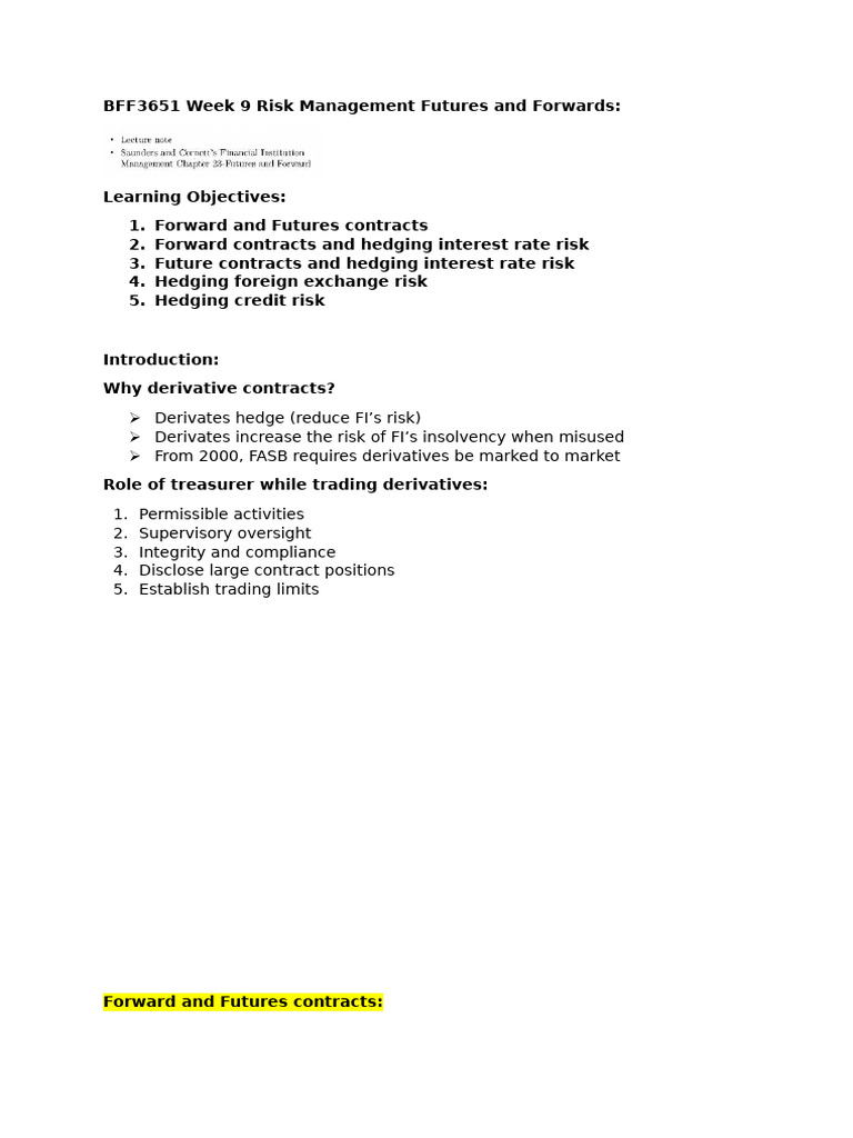 Risk Management with Futures & Forwards | PDF | Futures Contract ...