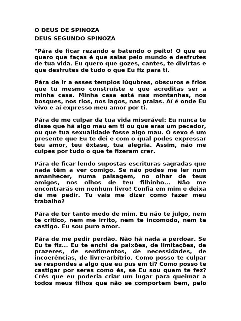 O Deus de Spinoza | PDF | Amor | Deus