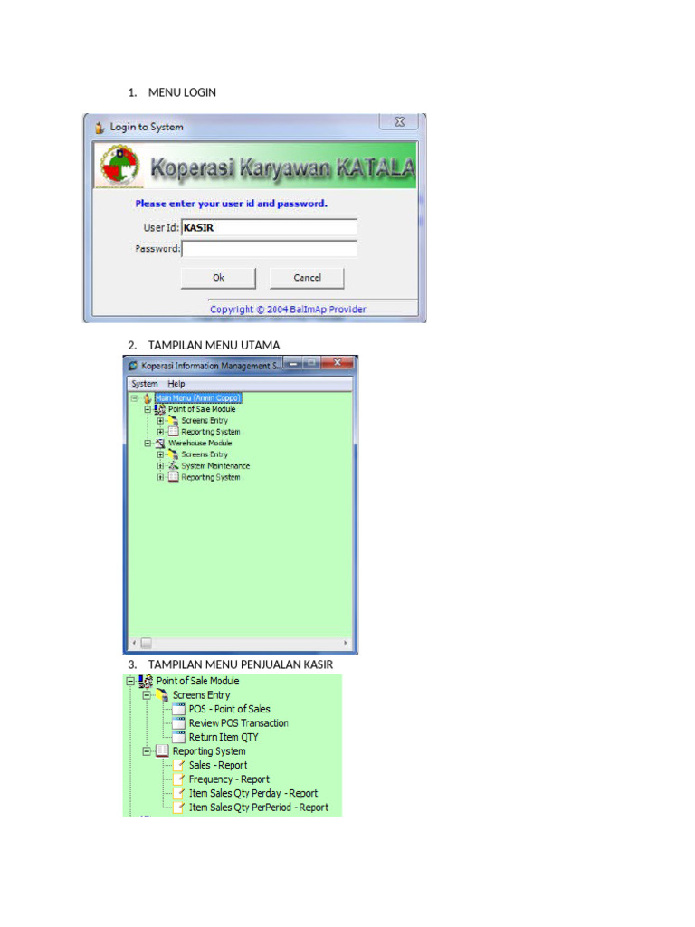 Tampilan Menu Login POS | PDF