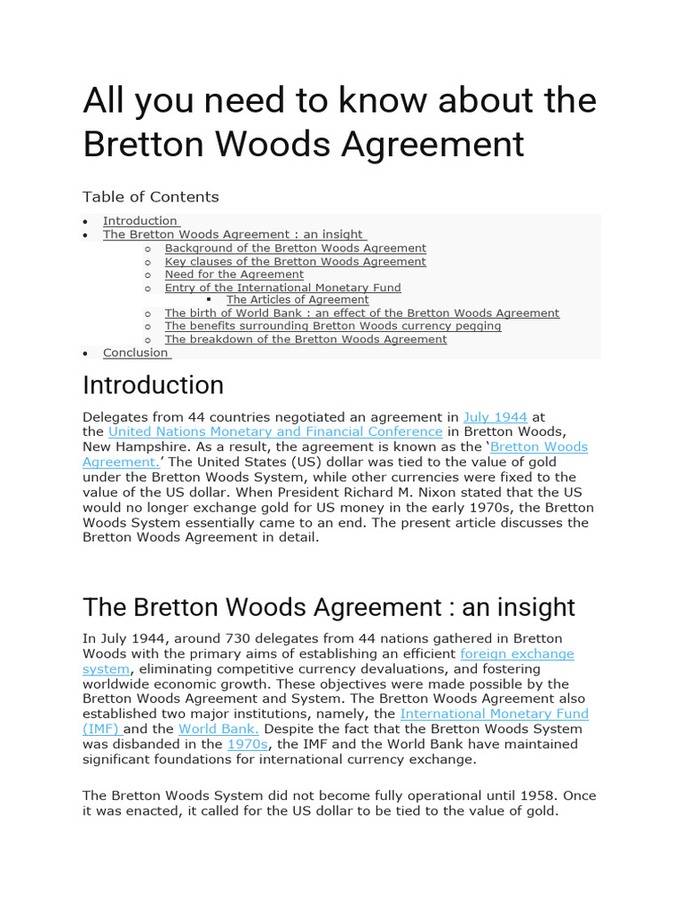 Bretton Woods: A Comprehensive Guide | PDF | World Trade Organization ...