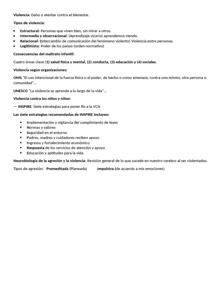 Tipos y Consecuencias de la Violencia | PDF