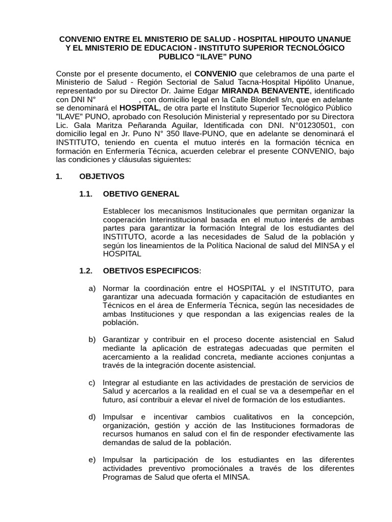 Convenio Salud y Educación en Puno | PDF | Hospital | Evaluación