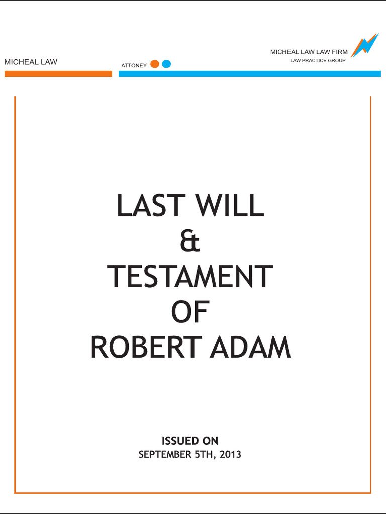 Robert Adam's Last Will and Testament | PDF | Will And Testament ...