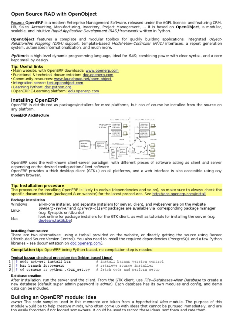 Open Source Rad With Openobject: Reamble | PDF | Relational Database ...