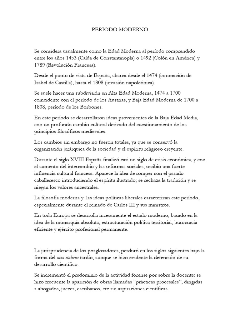 Periodo Moderno | PDF | Período moderno temprano | Edades medias