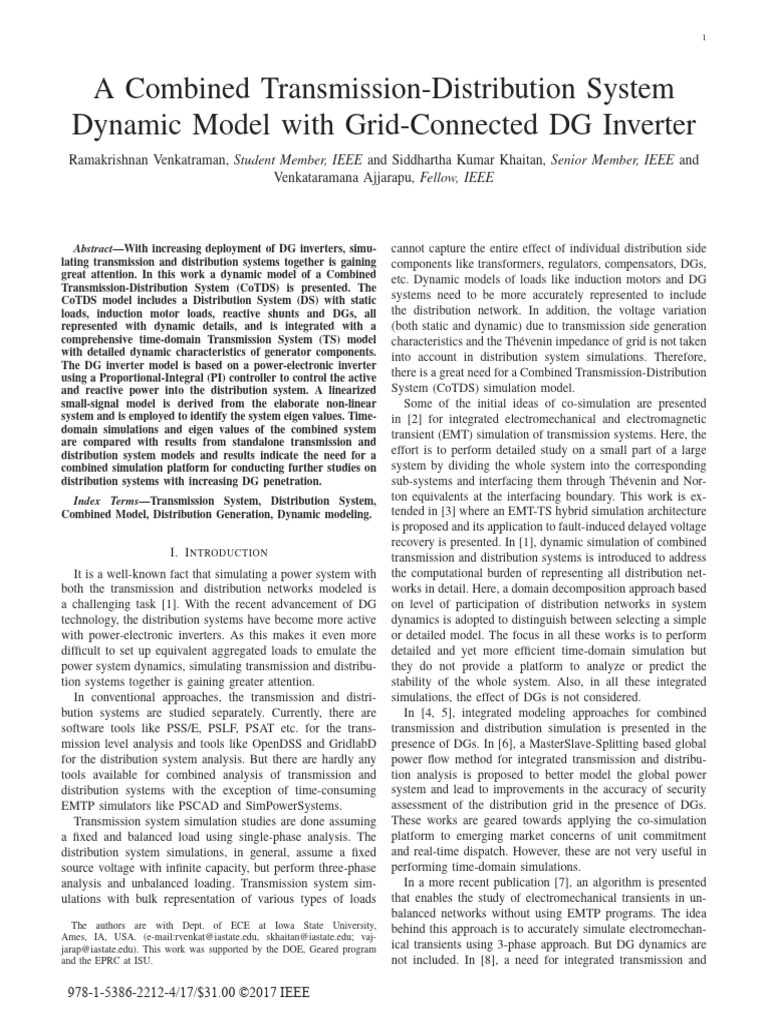 Dynamic Model of Combined Power Systems | PDF | Equations | Electric ...