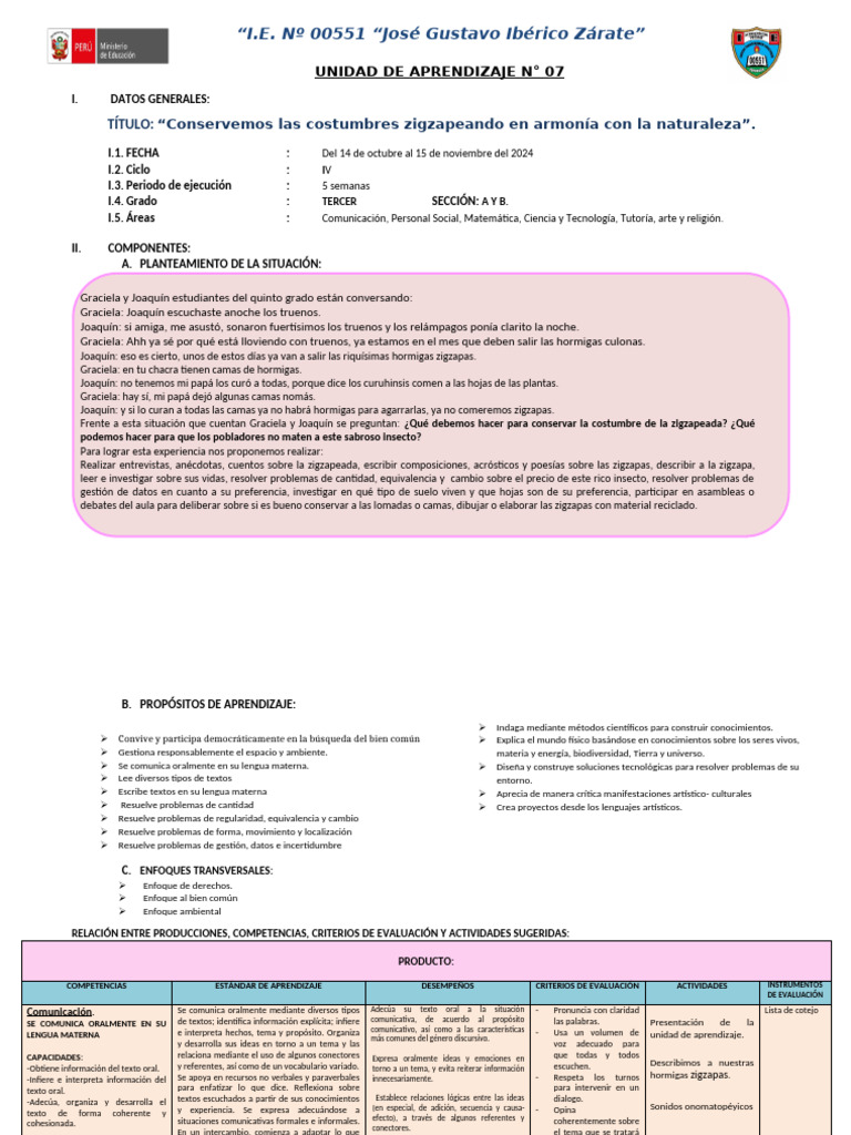 Unidad de Aprendizaje 07 Tercer Grado | PDF | Números | Geometría