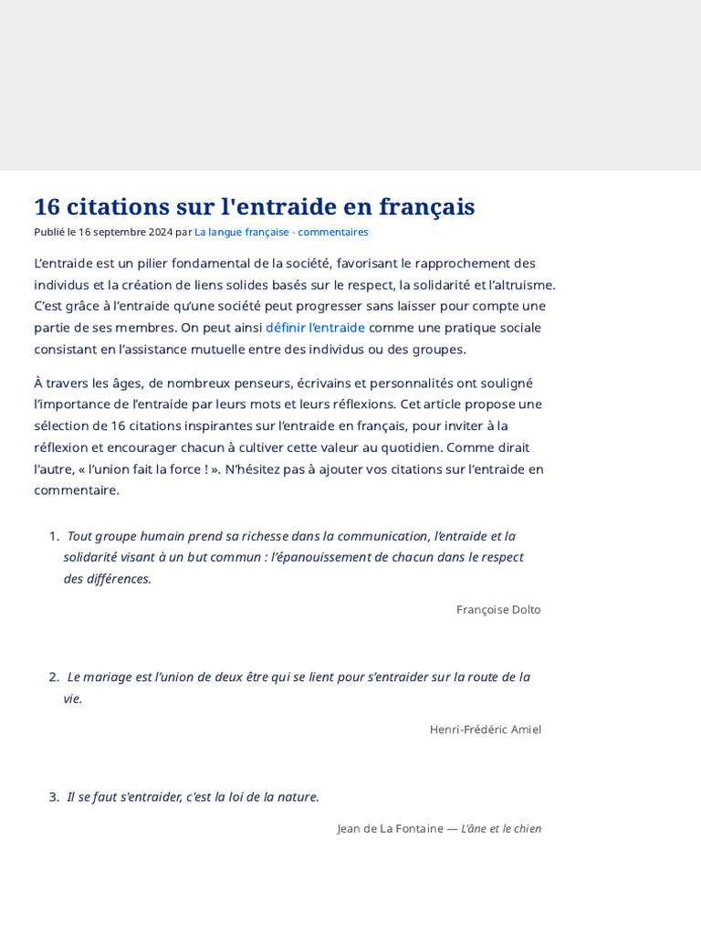 16 Citations Inspirantes sur l'Entraide | PDF | Solidarité