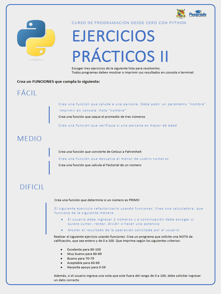 Ejercicios Prácticos de Python | PDF