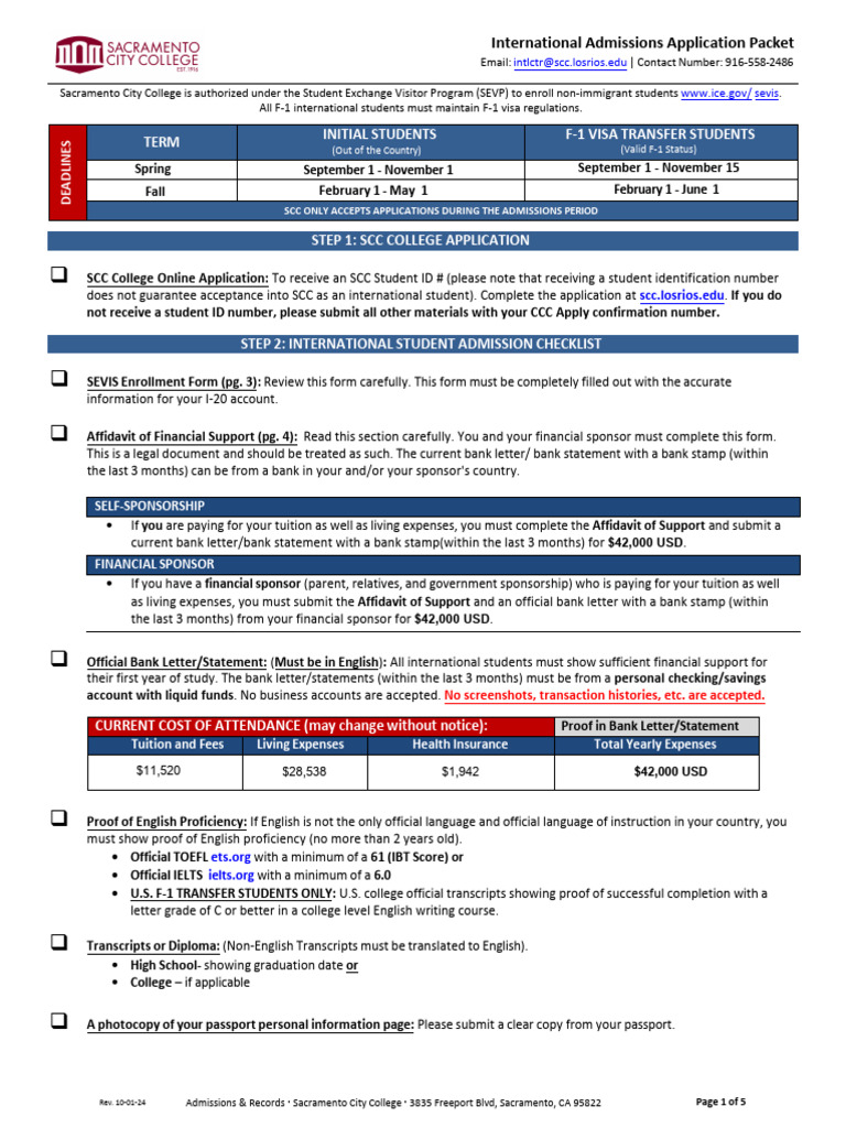 International Student Application Packet | PDF | Travel Visa | Banks