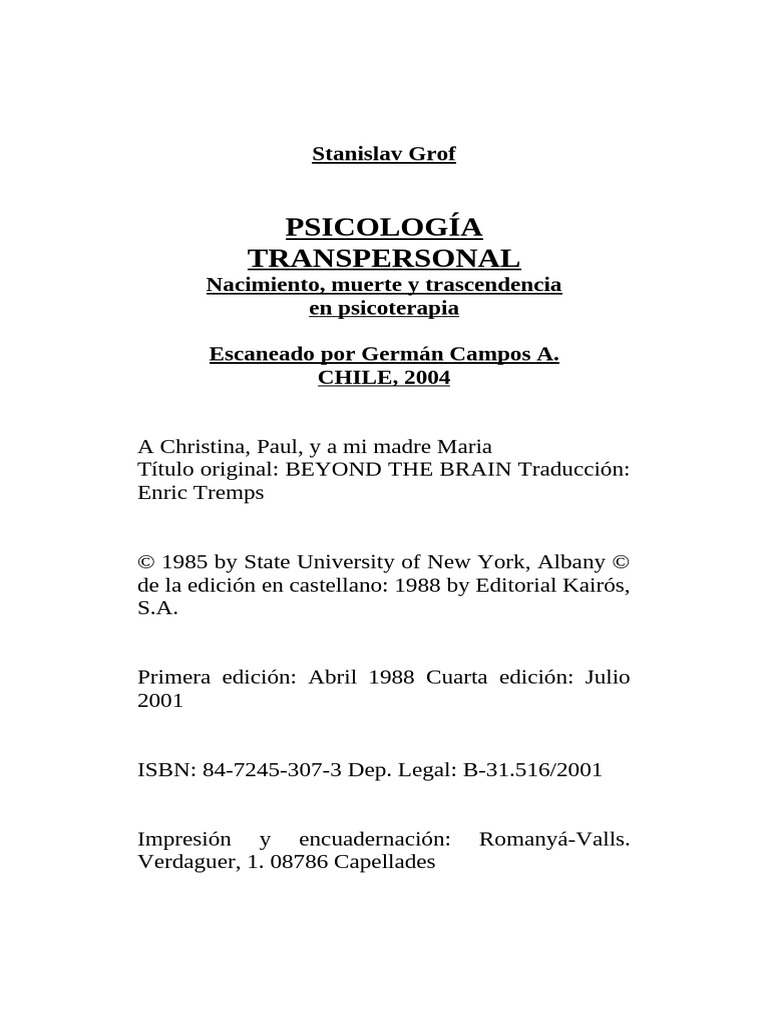 Psicología Transpersonal Stanislav Grof | PDF | Paradigma | Teoría