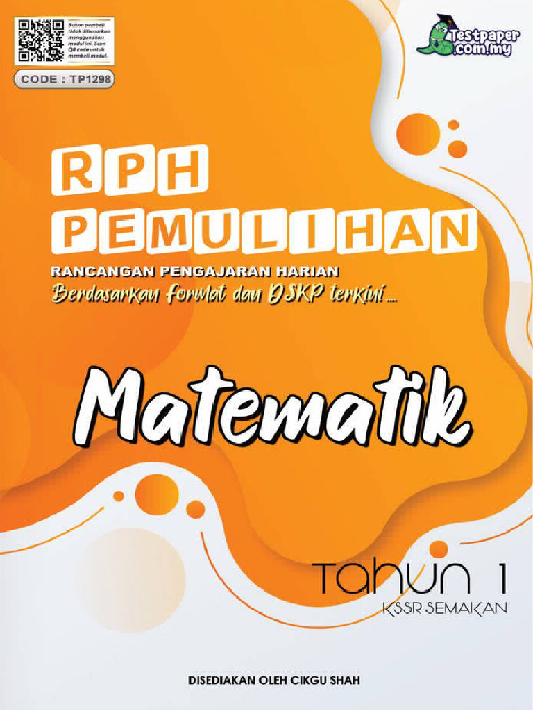 RPH Pemulihan - Matematik Tahun 1 01 | PDF