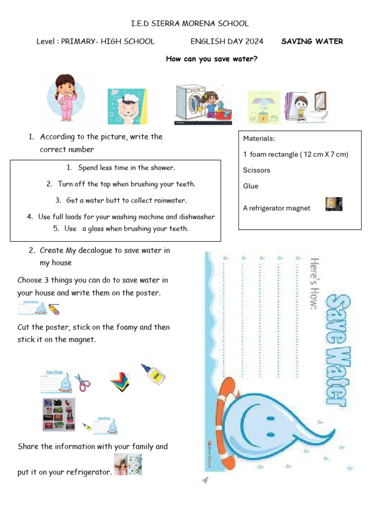 Worksheet Save The Water English Day | PDF | Home & Garden