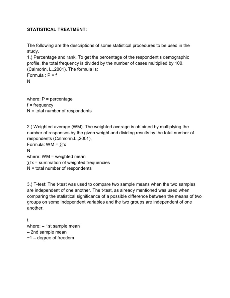 What Is Statistical Treatment In Research