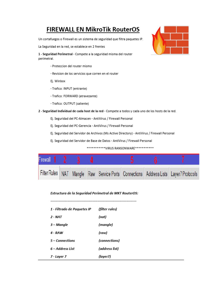 Configuración de Firewall en MikroTik RouterOS | PDF | Cortafuegos ...