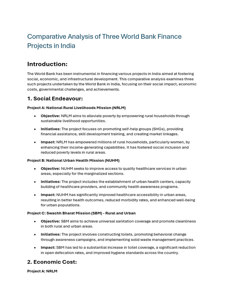 Comparative Analysis of Three World Bank Finance Projects in India ...