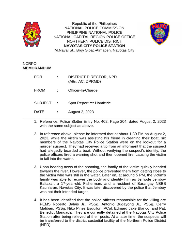 spot-reportnew | PDF | Gun | Police