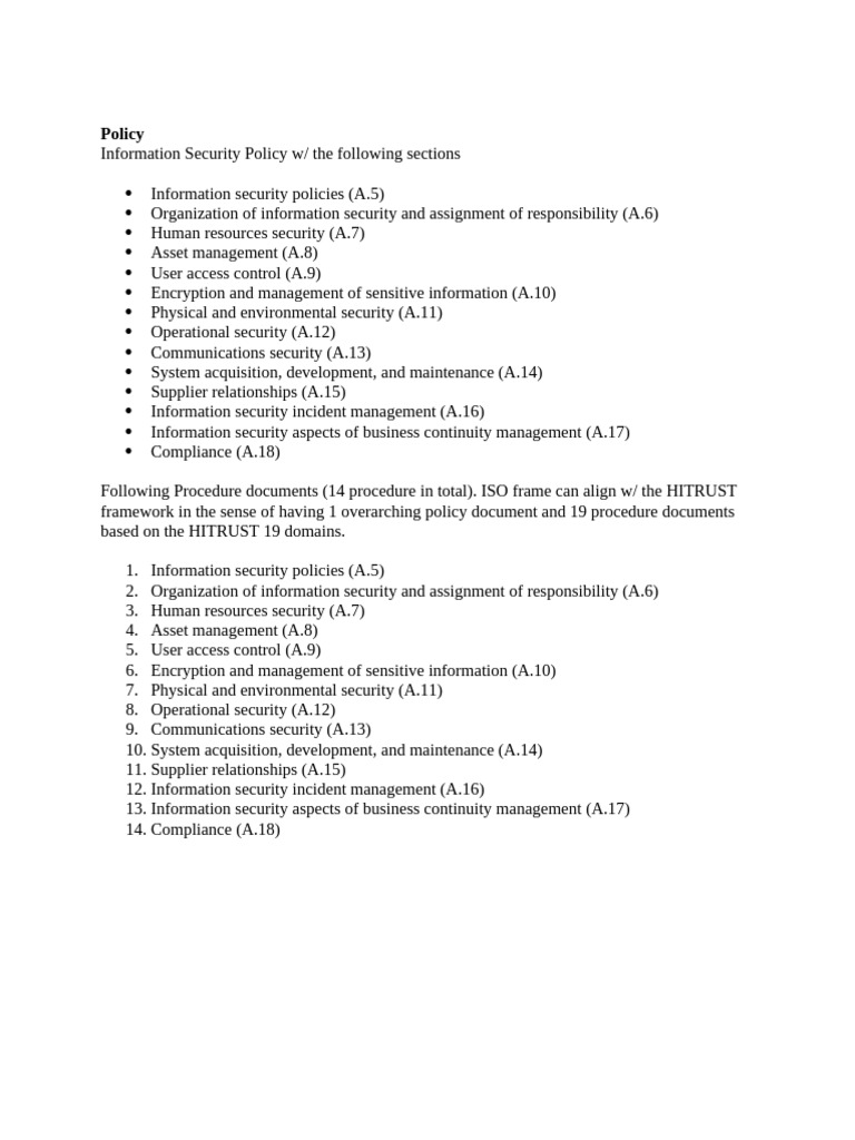 ISO 27002 Information Security Policy | PDF