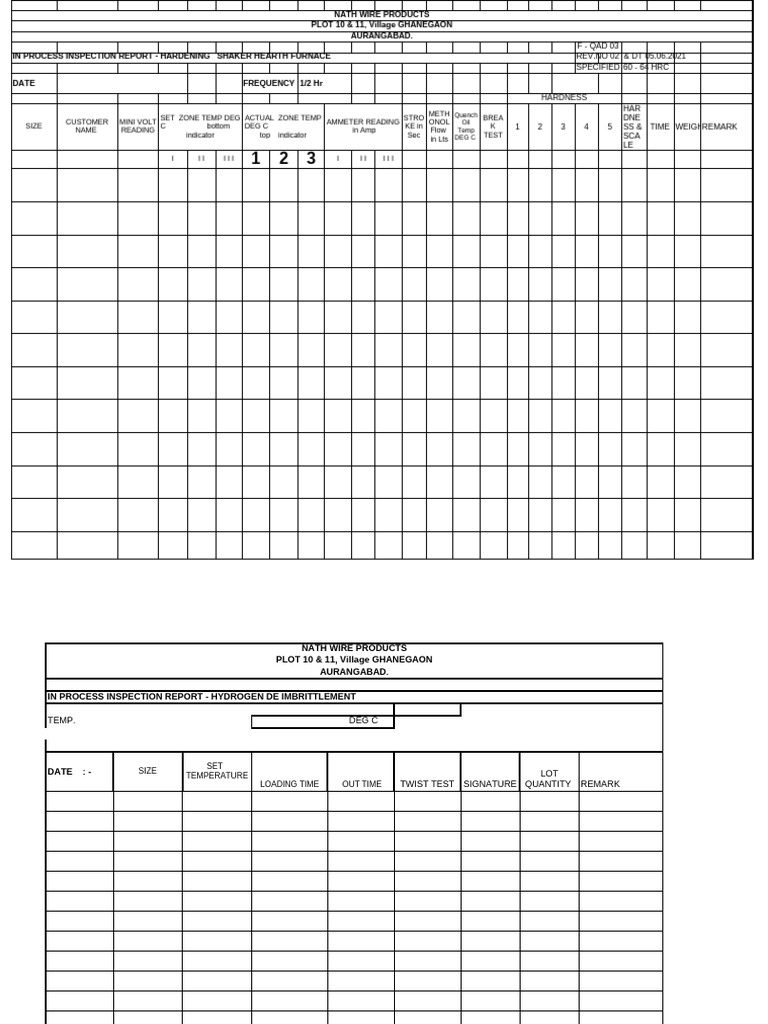 In-Process Inspection Reports Overview | PDF | Materials | Metals