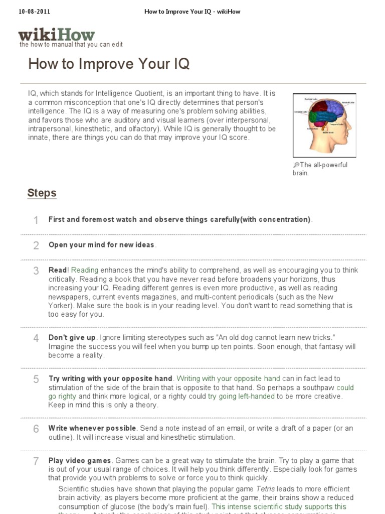 How To Improve Your IQ - WikiHow | PDF | Intelligence Quotient | Memory