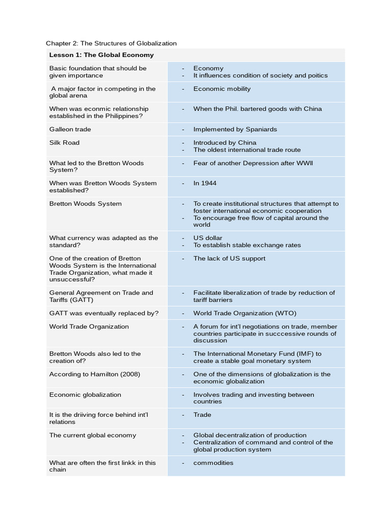 Structures of Globalization Overview | PDF | World Trade Organization ...