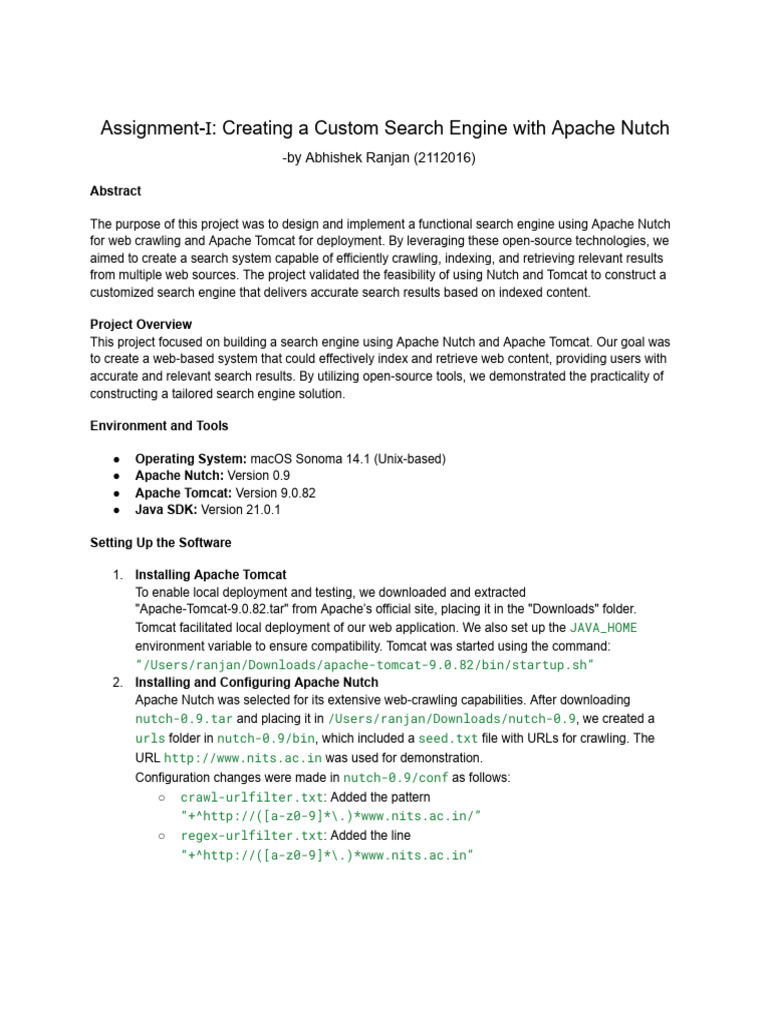 Custom Search Engine with Apache Nutch | PDF | Software | Computing