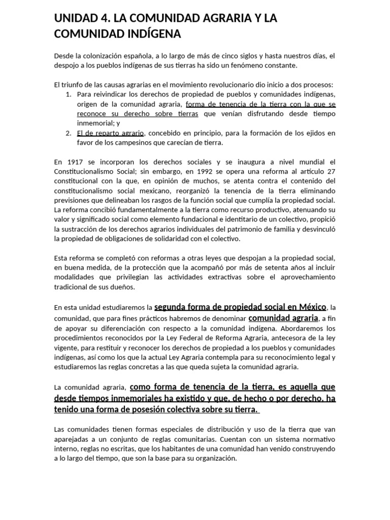 Comunidad Agraria e Indígena en México | PDF | Propiedad | Jurisdicción