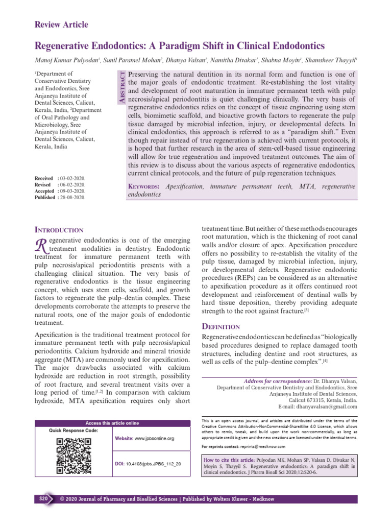 Regenerative Endodontics A Paradigm Shift In.5 | PDF | Dentistry ...