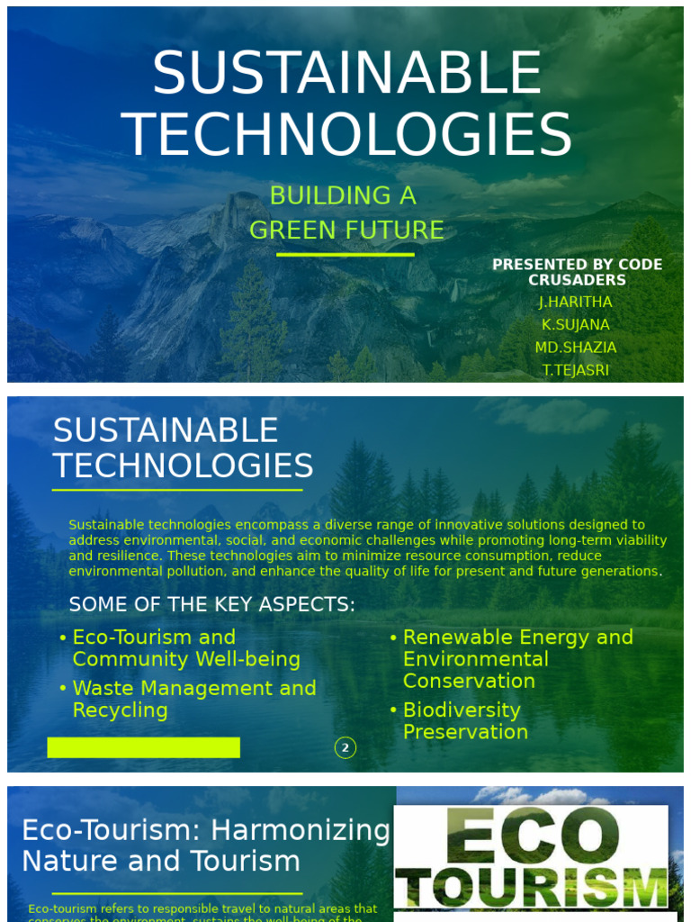 Sustainable Technologies for a Green Future | PDF | Renewable Energy ...