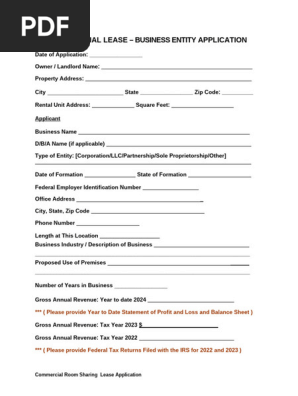 Commercial Lease Application