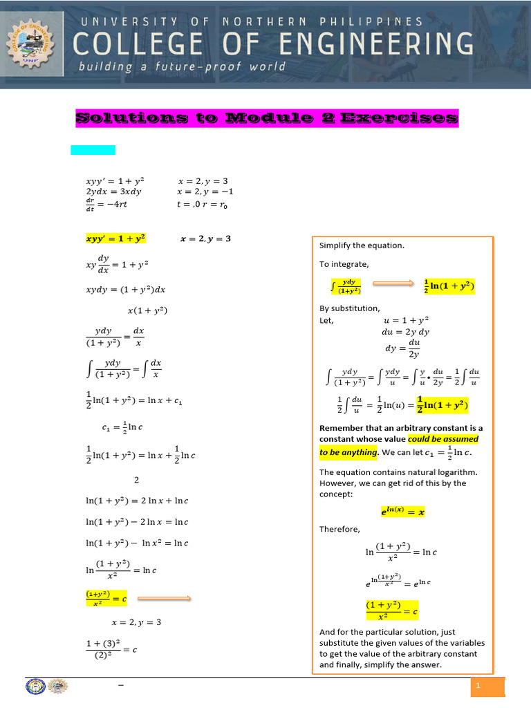 Solutions To Exercises in Module 2 | PDF | Differential Calculus ...