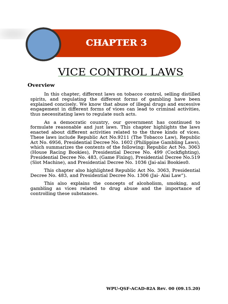 Vice Control Laws and Alcohol Education | PDF | Tobacco Smoking | Addiction