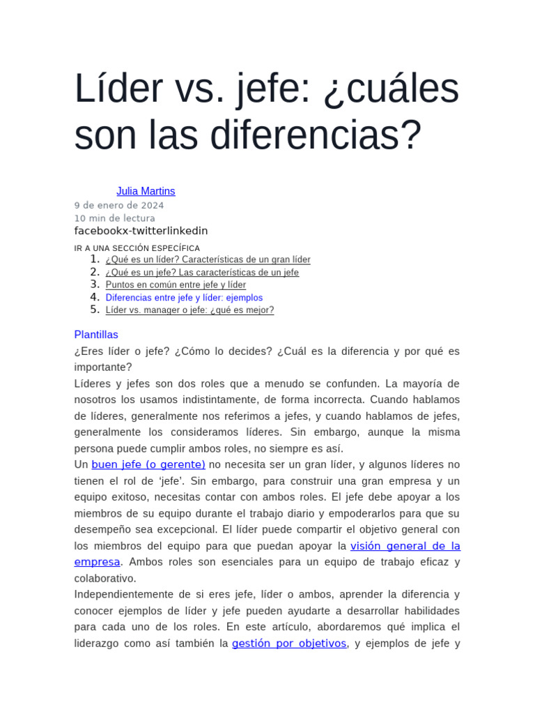 Líder Vs Jefe | PDF | Liderazgo | Toma de decisiones