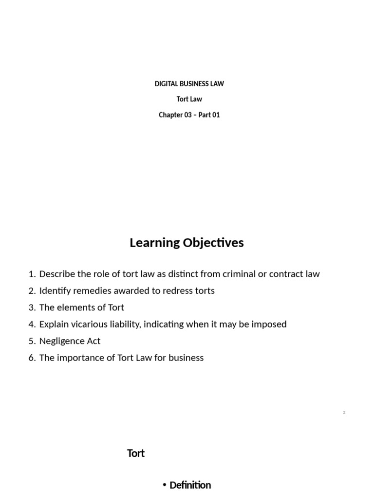 Understanding Tort Law for Businesses | PDF | Tort | Trespass