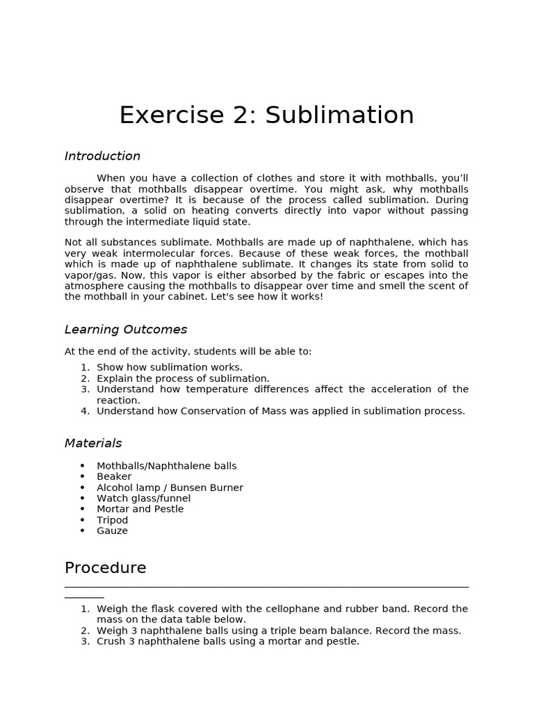 Exercise No. 2 Sublimation | PDF