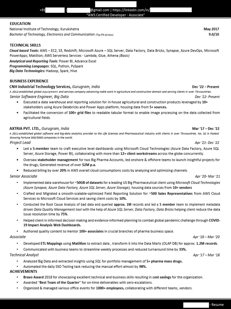 AWS Certified Developer Resume | PDF | Microsoft Azure | Cloud Computing