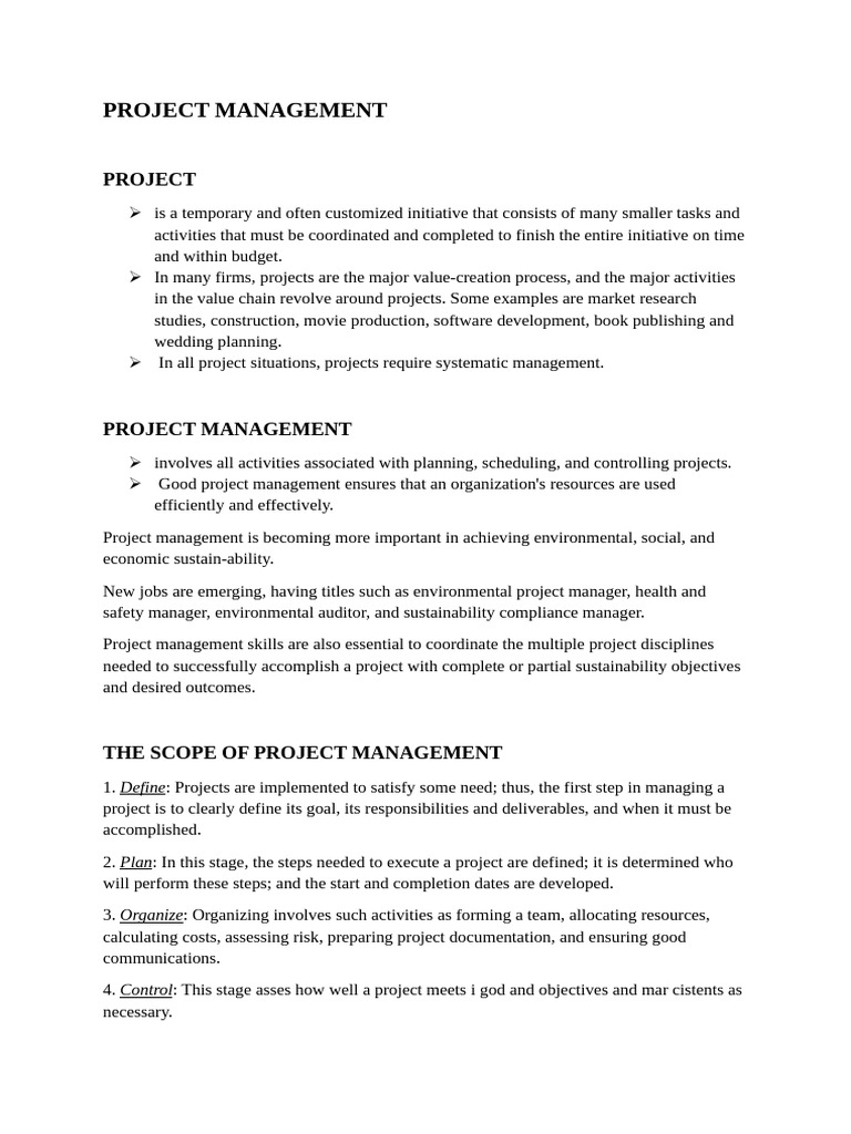 PROJECT MANAGEMENT | PDF | Project Management | Organizational Structure