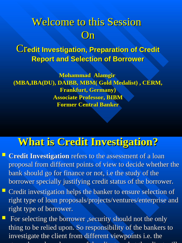 Credit Investigation Process Overview | PDF | Credit | Finance & Money ...