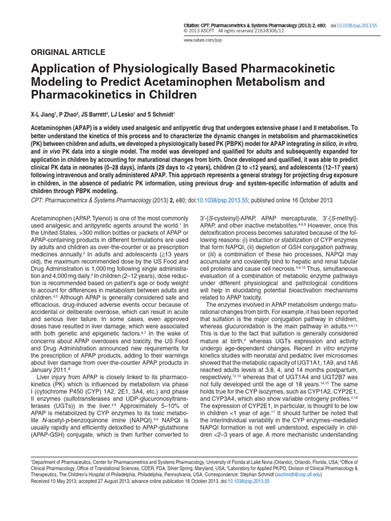 Pediatric Acetaminophen PK Model | PDF | Cytochrome P450 | Drug Metabolism